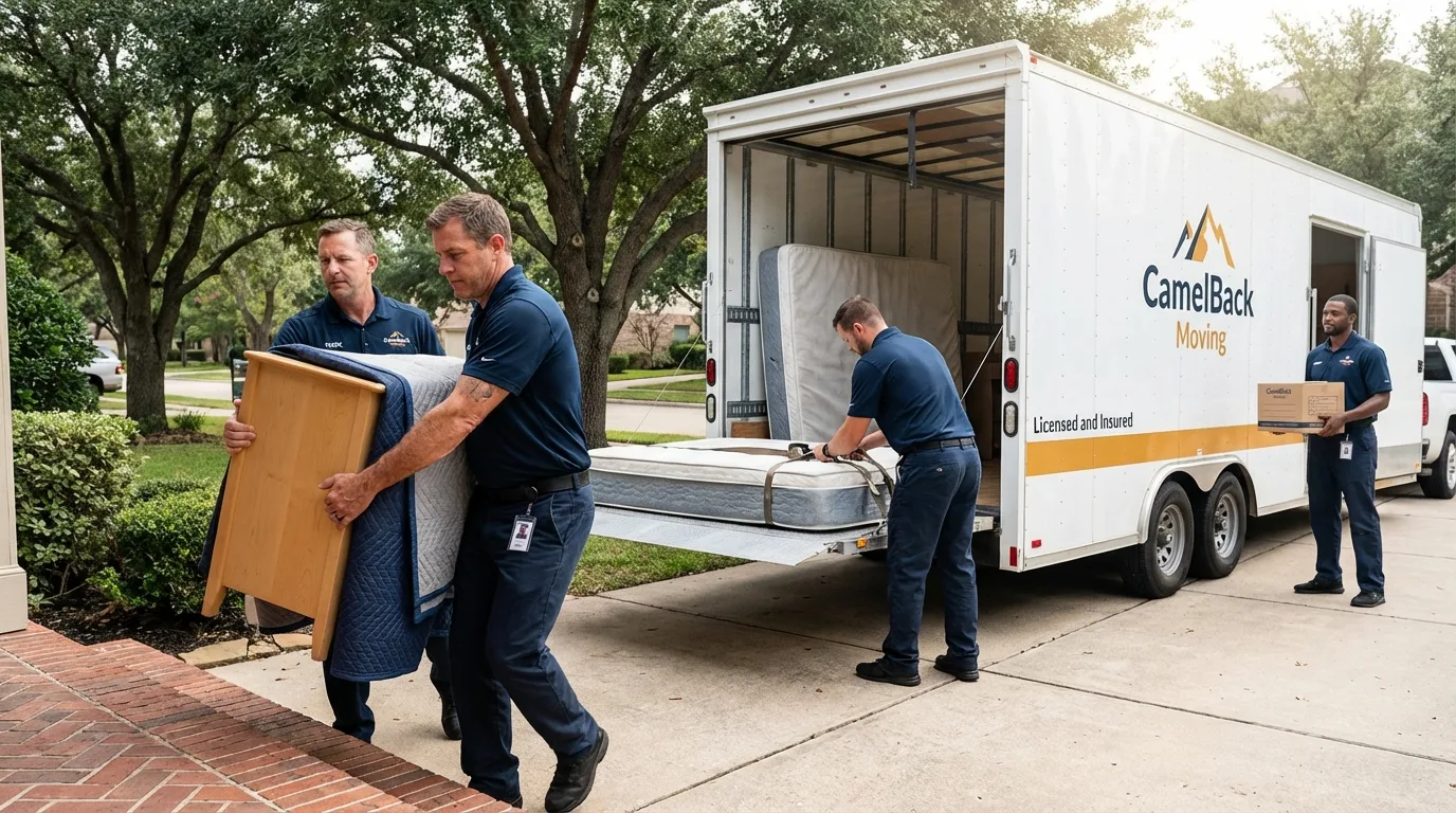 Crew loading residential truck for cross-state move from Archbald, PA