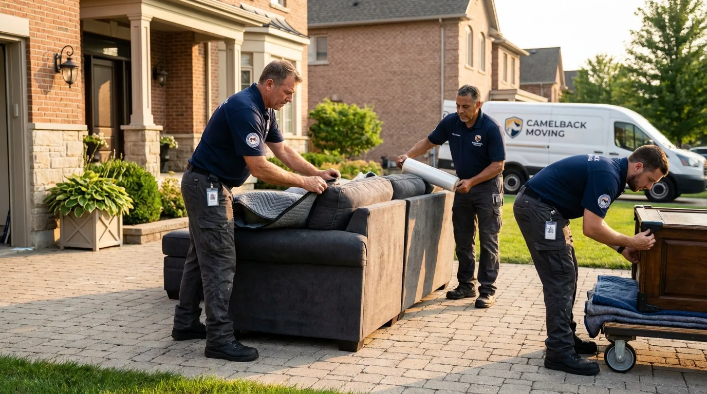Large estate moving crew wrapping furniture in Archbald, PA